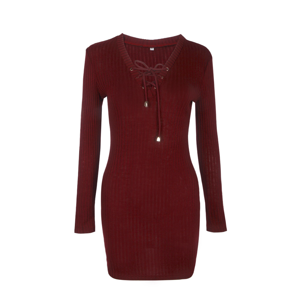 W25038-2 Womens Knitwear Bodycon Cocktail Evening Party Sweater Mini Dress